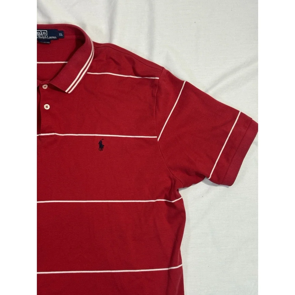Polo by Ralph Lauren men's‎ XL red And White Striped short sleeved Polo